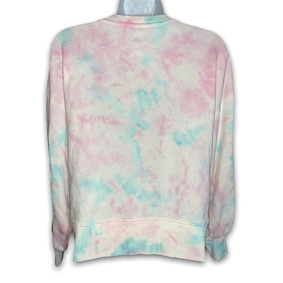 WALT DISNEY WORLD Pink Blue Tie Dye Mickey Castle Lounge Pullover Sweatshirt XS - Picture 3 of 8